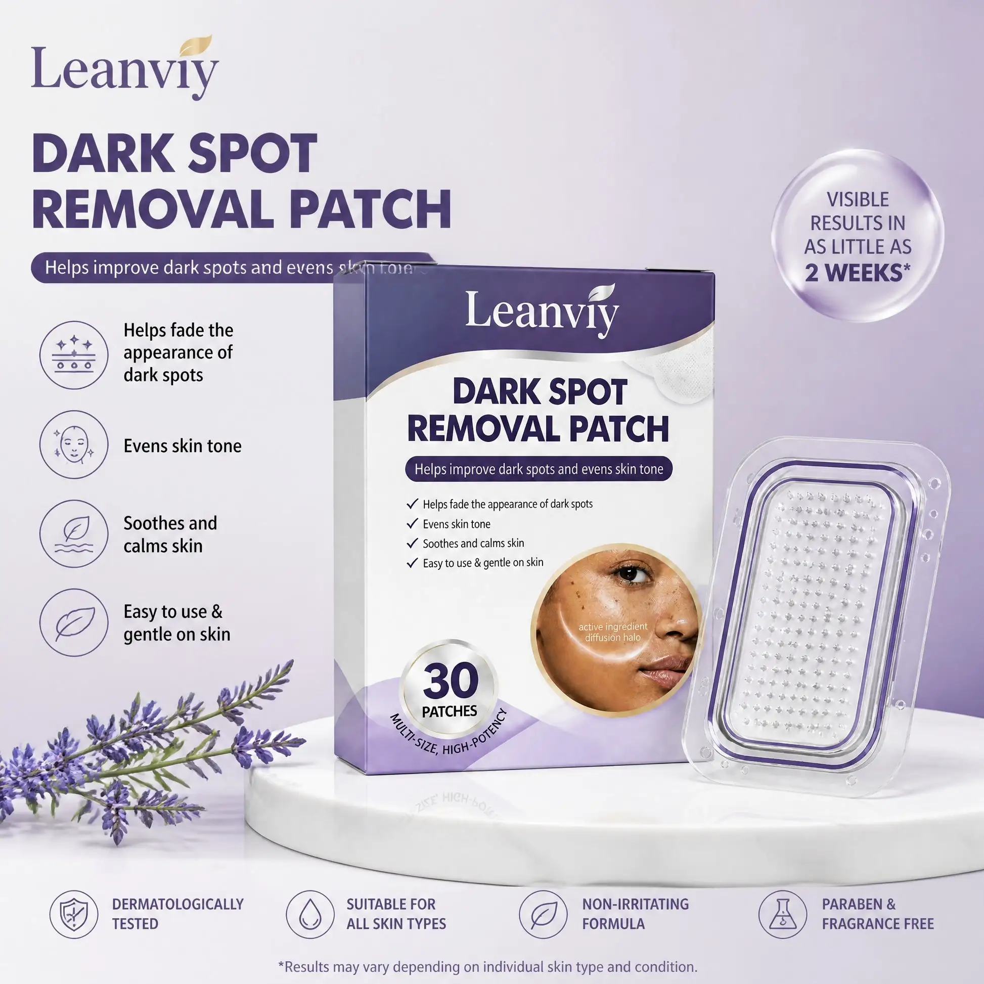 Leanviy Dark Spot Removal Patch|Nano Microneedle Technology · Visible Results in 7 Days
