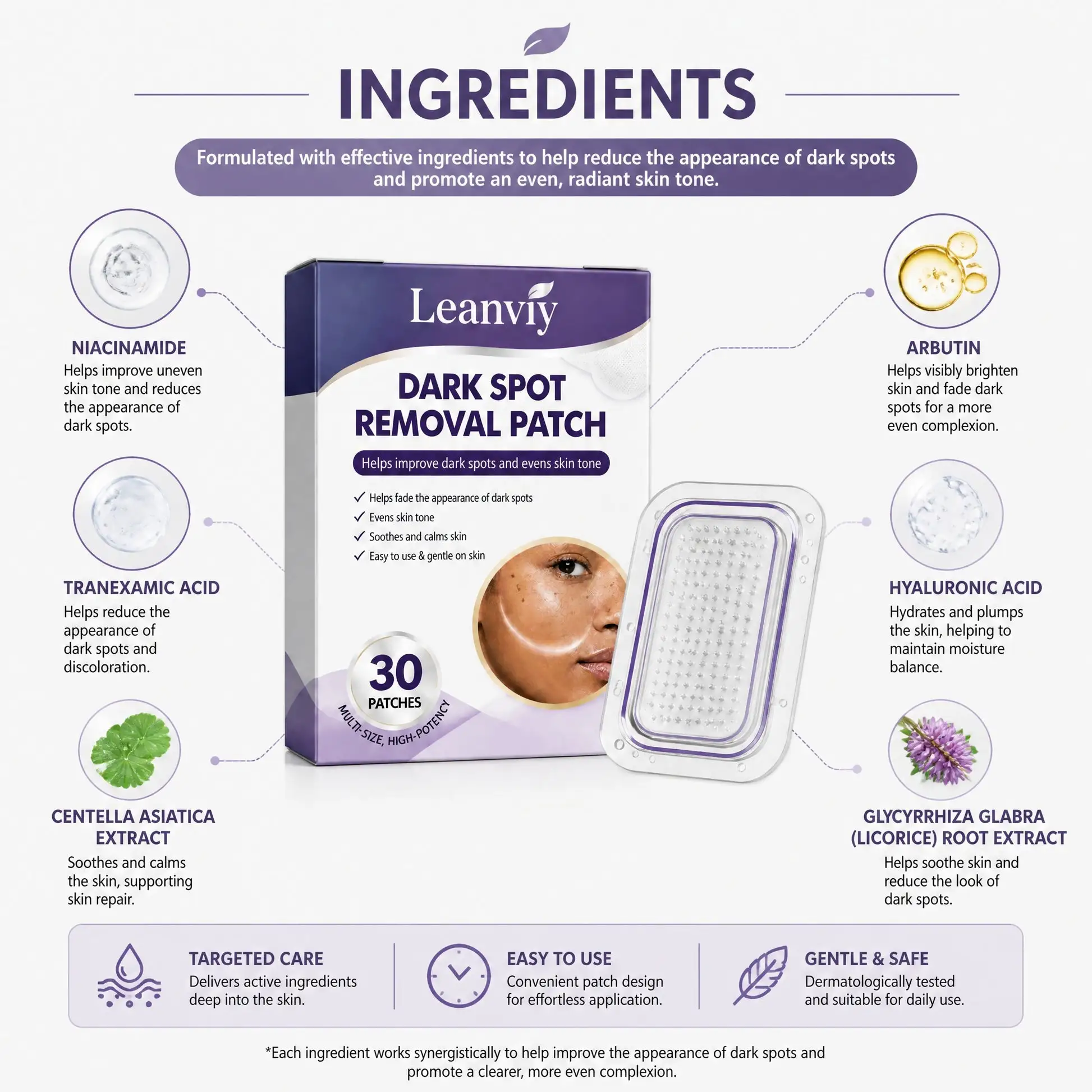Leanviy Dark Spot Removal Patch|Nano Microneedle Technology · Visible Results in 7 Days