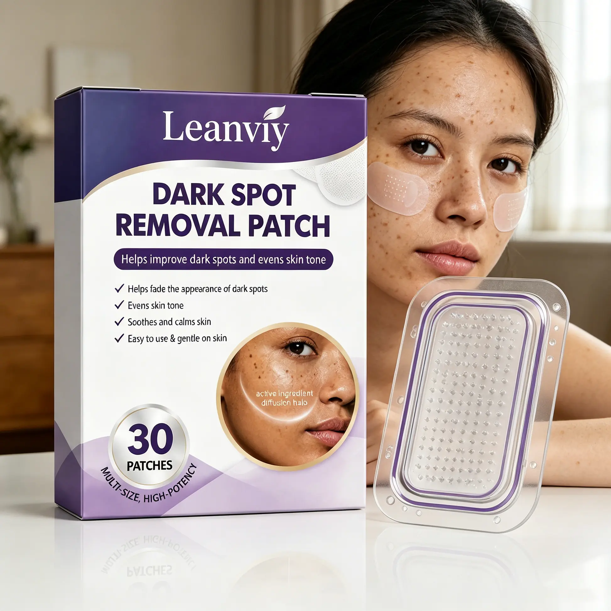 Leanviy Dark Spot Removal Patch|Nano Microneedle Technology · Visible Results in 7 Days